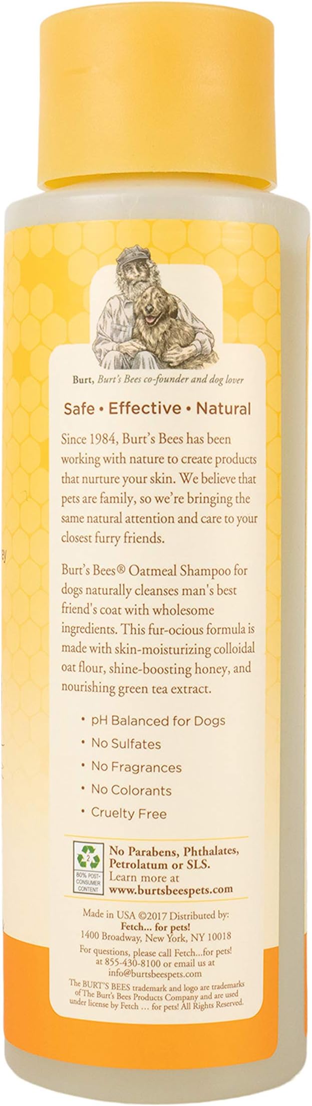 Burt's Bees for Dogs Natural Oatmeal Dog Shampoo | With Colloidal Oat Flour & Honey | Cruelty Free, Sulfate & Paraben Free, pH Balanced for Dogs - Made in USA, 16 Oz - Pack of 6