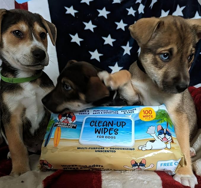 Pacific Pups Products Dog Wrinkle Wipes French Bulldog - 100 Count - Gentle, Plant Based Bulldog Face Wipes - Unscented Dog Wipes for Paws and Butt, Frenchie Wrinkle Wipes for Dogs