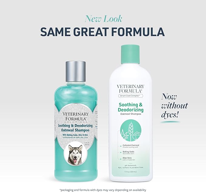 Veterinary Formula Smart Coat Complex Soothing and Deodorizing Oatmeal Shampoo for Dogs, 17 Fl oz – Baking Soda Eliminates Odors, Aloe Vera & Oatmeal Cleanse and Hydrate Skin – Long-Lasting Fragrance