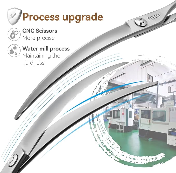 Professional 45°Curved Grooming Scissors for Dogs 7.0 in Big Arc Curved Shears for Professional Groomer Japan VG10 High-carbon Steel Right Hand Matte