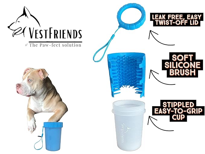 Portable Dog Foot Cleaner - Feet Cleaner for Dogs - Paw Washer - Paw Plunger - Medium and Large Breed Paw Cleaner - Travel Friendly - Durable and Leak Free - For Indoor or Outdoor Use