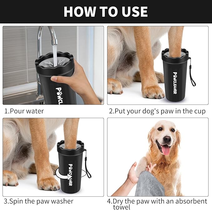 Buddy Muddy Pet Foot Cleaner with Handle, Adjustable Brush, and 3 Absorbent Towels (Blue, Large)