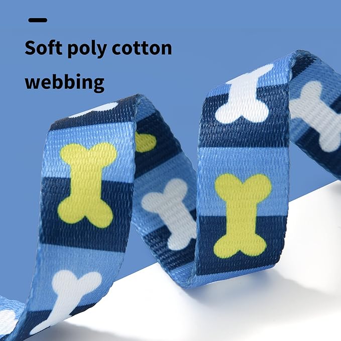 Mile High Life Dog Collar | Nylon Puppy Collars w Cute Patterns | Lightweight Girl Dog Collar | Boy Dog Collar for Small/Medium/Large Dogs (Blue Bone, Medium)