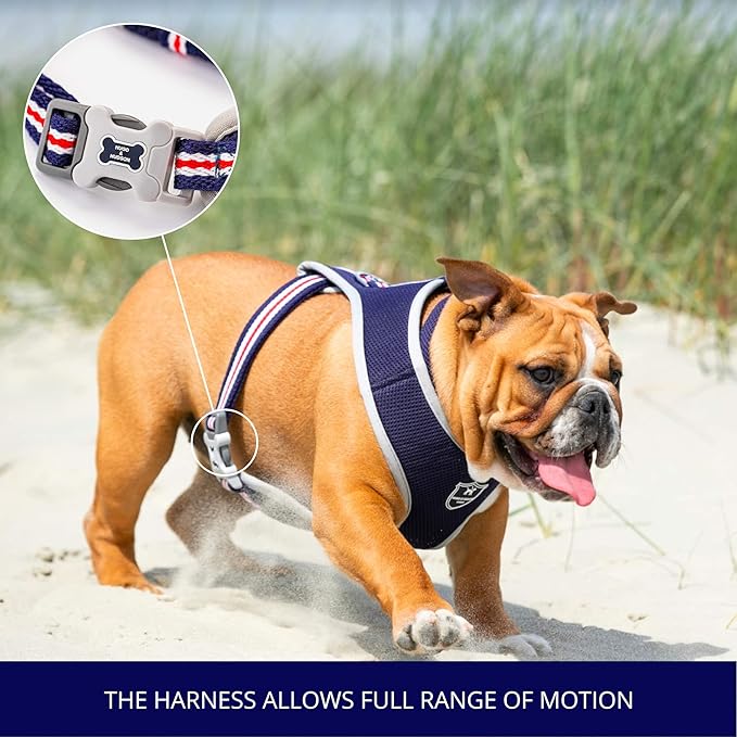 HUGO & HUDSON Dog Harness No-Pull Pet Harness Adjustable Quick Dry Mesh Padded Vest, Navy, XS