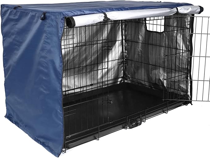 Medibot Dog Crate Cover 36 inch - Double Door, Dog Kennel Indoor, Waterproof Dog Kennel Cover with Air Vent Window, for Indoor/Outdoor Most Wire Dog Crate(Navy Blue)