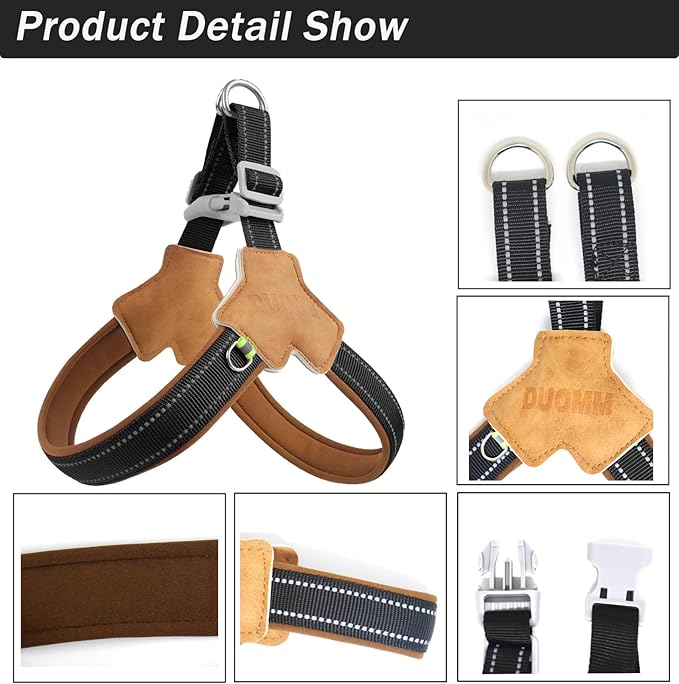 Dog Harness Y-Shaped Harness Breathable Heat Dissipation Easy to Wear Night Reflective Signs for Small and Large Dogs to Wear (Dark Black,S Bust 13in-18in)