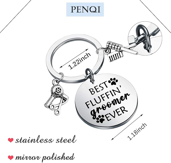 Dog Groomer Jewelry Dog Groomer Gift Dog Grooming Jewelry Pet Groomer Gift Best Fluffin' Groomer Ever Keychain