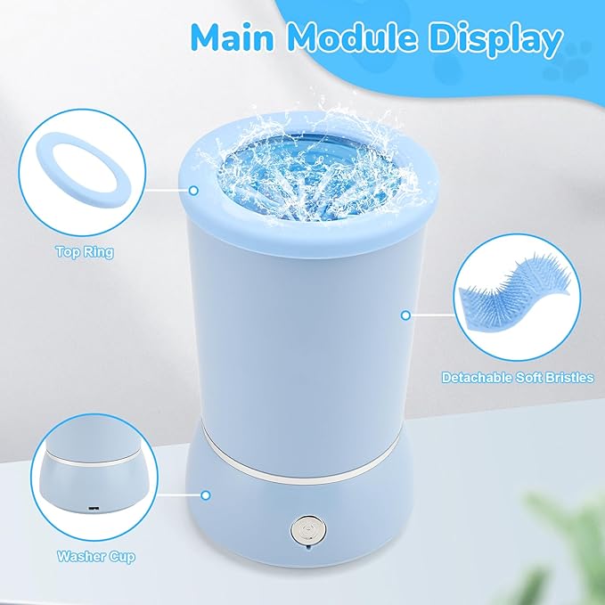 Dog Washer, Rechargeable Automatic Dog Cleaner, Portable Pet Cleaner Pet Grooming Supplies for Big Dogs Cats (Blue)