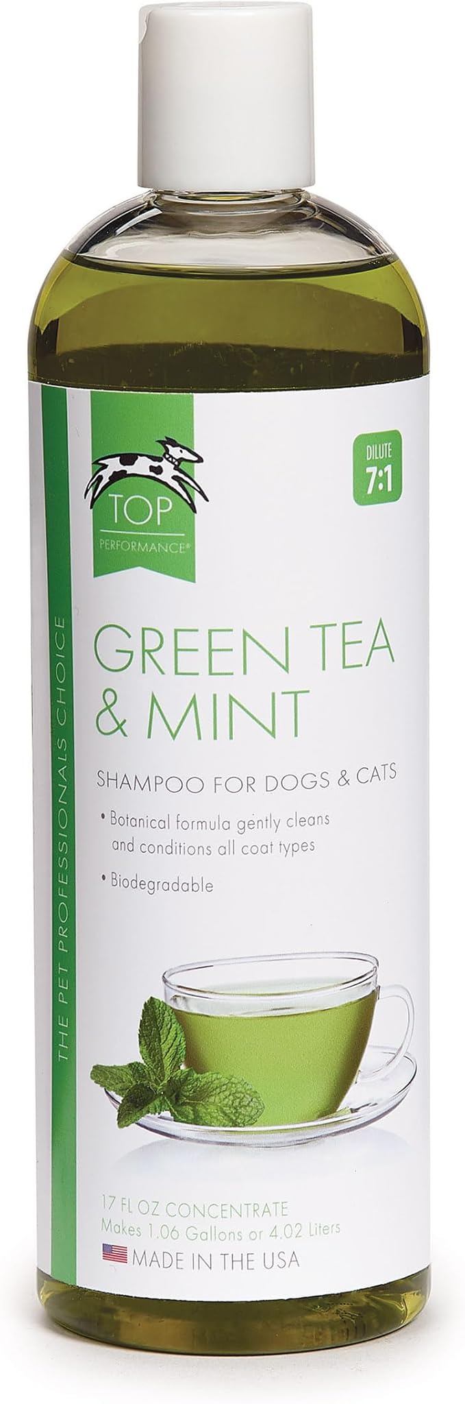 Top Performance Green Tea and Mint Shampoo for Puppies and Kittens – Natural Shampoo to Safely Bathe Young Pets, 17 Oz.