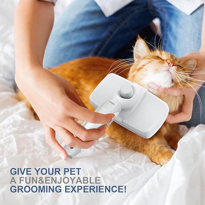 Self-Cleaning Slicker Brush for Dogs & Cats, Grooming Combs for Short & Long-Haired Dogs, Cats, Rabbits & More - Gently Removes Loose Undercoat, Mats and Tangled Hair