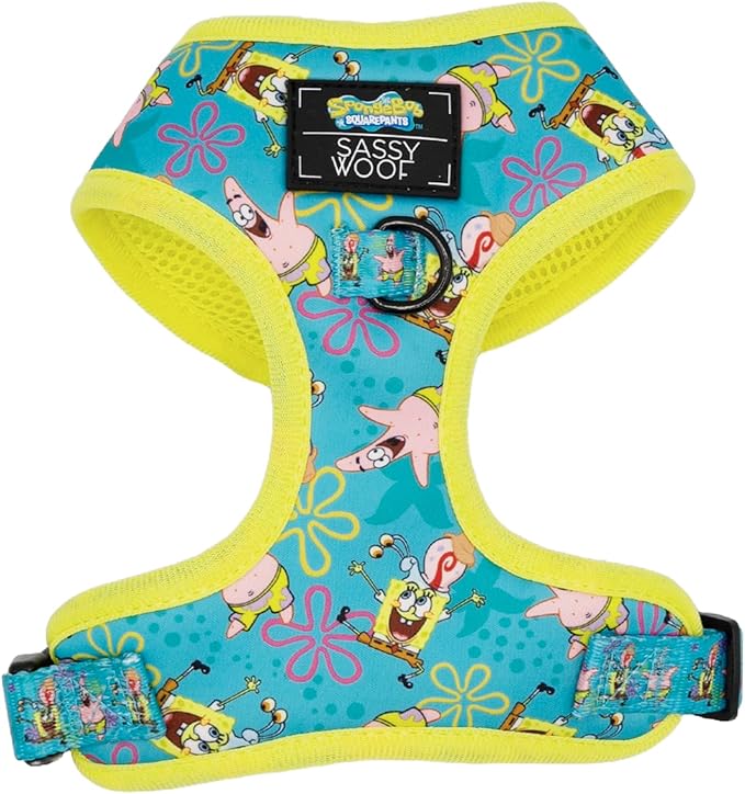 Dog Adjustable Harness - Spongebob Squarepants™ Jelly Fishin' - M, Breathable Mesh, No Pull Design with Two D-Rings, Perfect for Medium Dogs