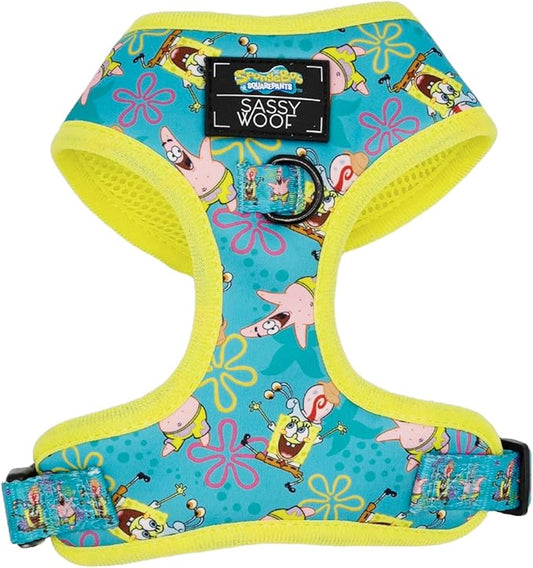 Dog Adjustable Harness - Spongebob Squarepants™ Jelly Fishin' - M, Breathable Mesh, No Pull Design with Two D-Rings, Perfect for Medium Dogs