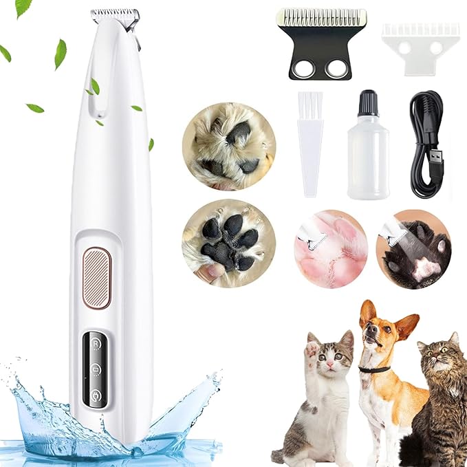 Dog Paw Trimmer with LED Light, 2025 Upgrade Petior Pet Paw Trimmer for Dogs, Pet Hair Clippers for Grooming Kit, LED Display, 35dB Safety Low Noise Pets Trimmers for Paws Eyes Ears Face Rump (1Set)