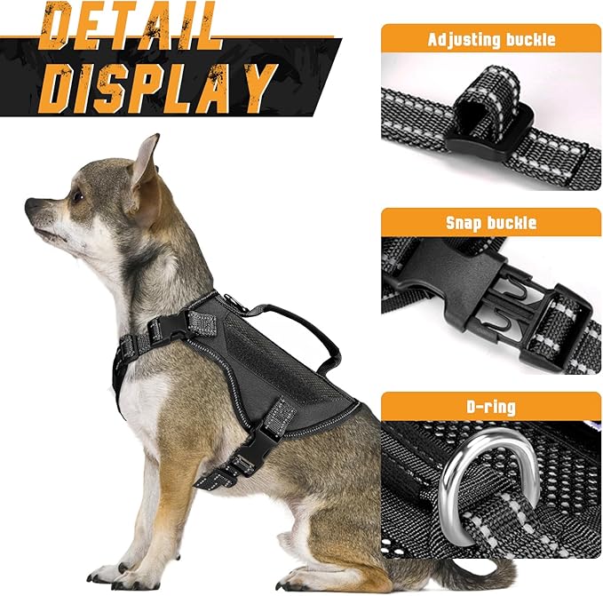 Tactical Dog Harness for Small Dogs, Breathable Mesh Dog Vest Tactical Puppy Harness with Handle, Reflective Military Dog Vests Harness for Outdoor Training Walking