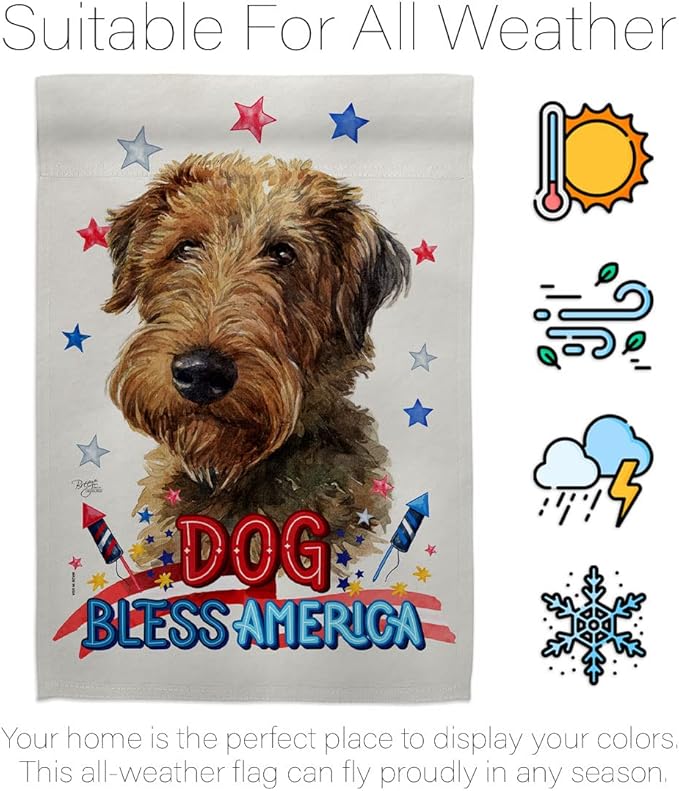 Breeze Decor Patriotic Welsh Terrier Garden House Flag-Set Dog Puppy Spoiled Paw Canine Fur Pet Nature Farm Animal Creature Decoration Banner Small Yard Gift Double-Sided, Made in USA