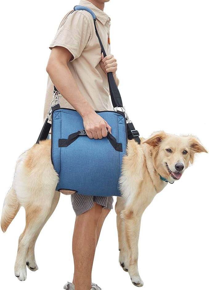 Dog Carry Sling, Emergency Backpack Pet Legs Support & Rehabilitation Dog Lift Harness for Nail Trimming, Dog Carrier for Senior Dogs Joint Injuries, Arthritis, Up and Down Stairs(2XL, Blue)