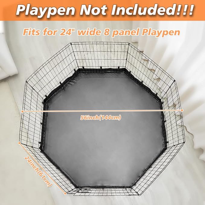 PJYuCien Dog Playpen Bottom Pad + Top Cover,Fits 24 Inch 8 Panels Regular Octagon Metal Exercise Pet Pen,Black (Note:Playpen Not Included !!!!)