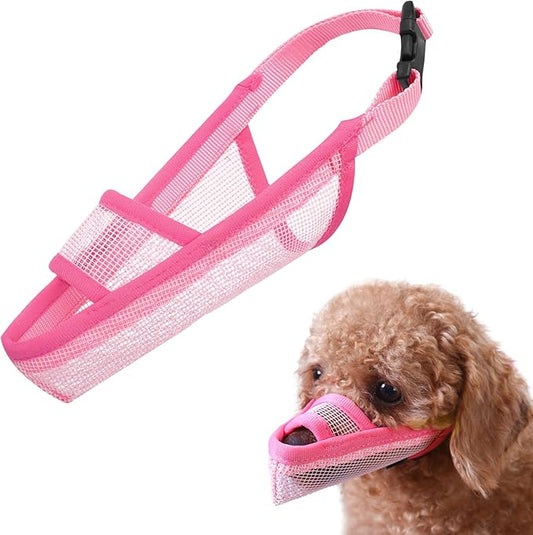 Crazy Felix Nylon Dog Muzzle for Small Medium Large Dogs, Air Mesh Breathable and Drinkable Pet Muzzle for Anti-Biting Anti-Barking Licking (XXXS, Pink)