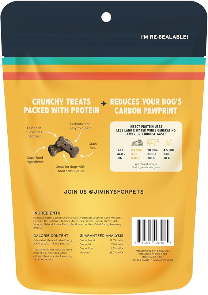 Jiminy's Original Cricket Cookie Dog Treat, Hypoallergenic, 5oz, Peanut Butter & Blueberry (Pack of 1)