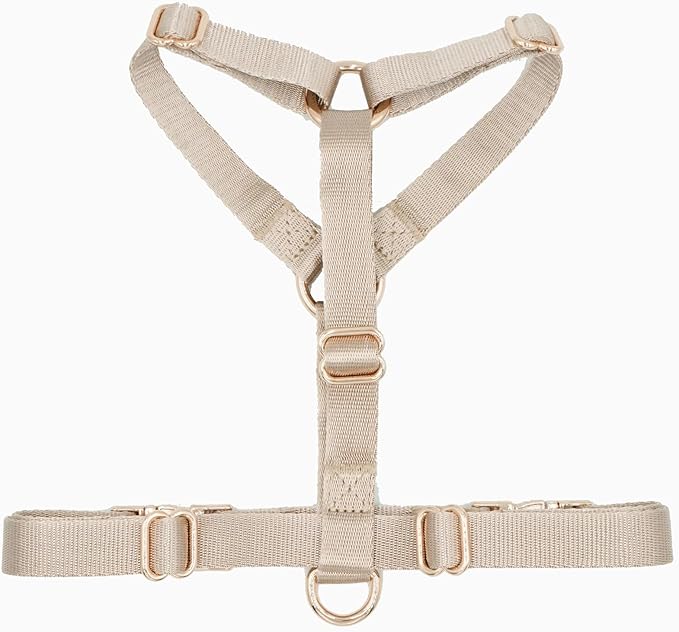 Nylon No Pull Dog Harness with Gold Metal Buckles,Easy Walking and Training Dog Harness (Tan, XS)