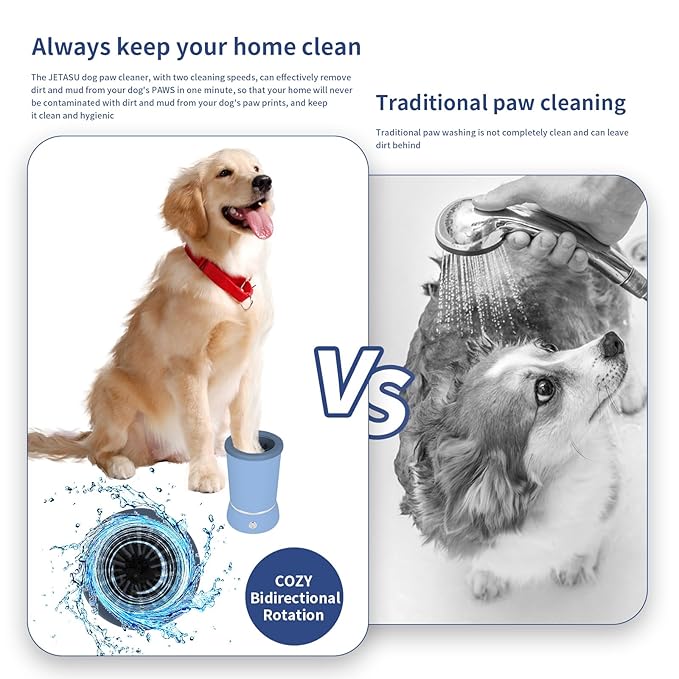 Dog Paw Cleaner，Automatic paw cleaner For dogs, Type-c Charging, Designed For Small To Medium Sized Dogs ，Easy To Carry，Keeps Homes Clean (blue)