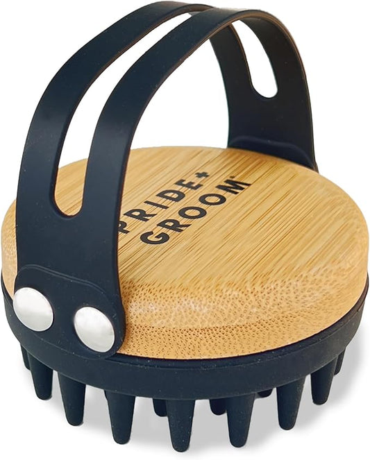 Pride and Groom Bath Brush – Dog Brush with Silicone Teeth & Bamboo Base to Release Debris & Undercoat, Stimulate Natural Skin Oils, Detangle, & Massage in and out of Tub for Healthy Coat