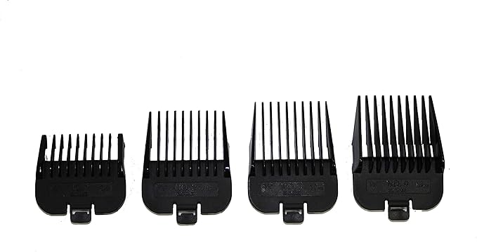 Andis 4 Piece Animal Comb Set; Sizes: 1/8", 1/4", 3/8", 1/2", Black, 21318, (pack of 4)