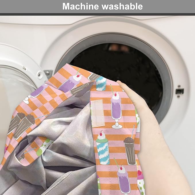 Lunarable Drinks Dog Crate Cover, Colorful Ice Cream Milkshake Creamy on a Striped Background, Easy to Use Pet Kennel Cover for Medium Large Dogs, 36 Inch, Salmon Pale Pink