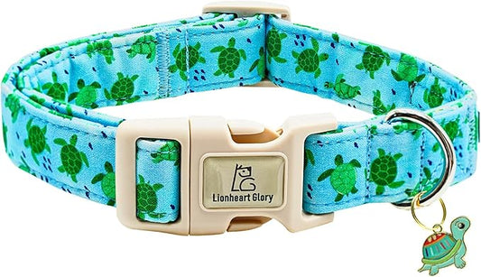 Lionheart glory Dog Collar Blue Sea Turtles Dogs Collar Spring Summer Cute Collars Dog Boy or Girl Soft Durable Adjustable Dog Collars for Small Dogs Pet Gift