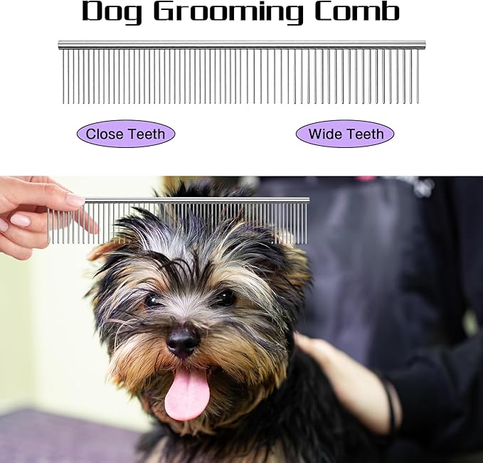 Professional Dog Scissors with Safety Round Tips, 5 in 1 Dog Scissors Kit, 4CR Stainless Steel Pet Grooming Shears, Sharp and Durable, Blue