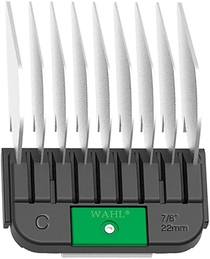 WAHL Professional Animal Stainless Steel Attachment Guide Comb Detachable Blade Pet Clippers - #C, 7/8 Inch Cut Length (3377-100), Green