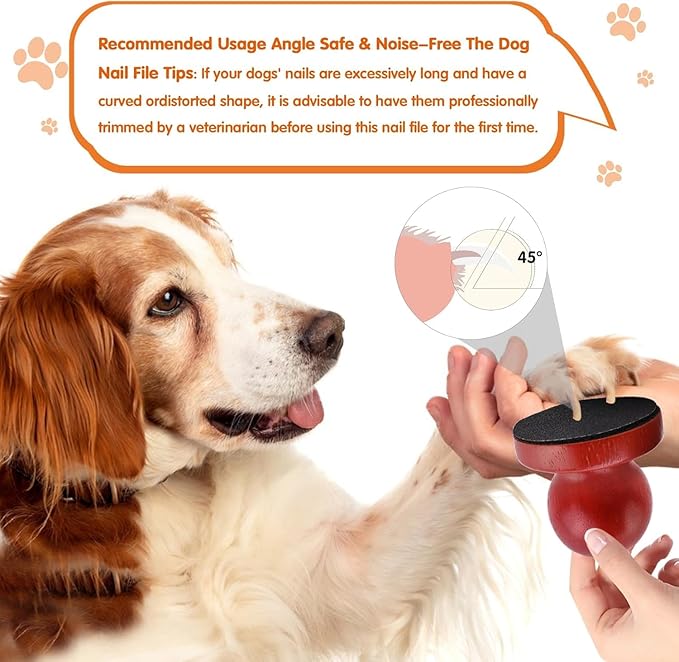 Dog Nail File, Wooden Round No Pressure Dog Nail Trimmers with 3 Replaceable Sandpapers for Stressfree Nail Trimming, Professional Relaxing Dog Nail Scratch Board