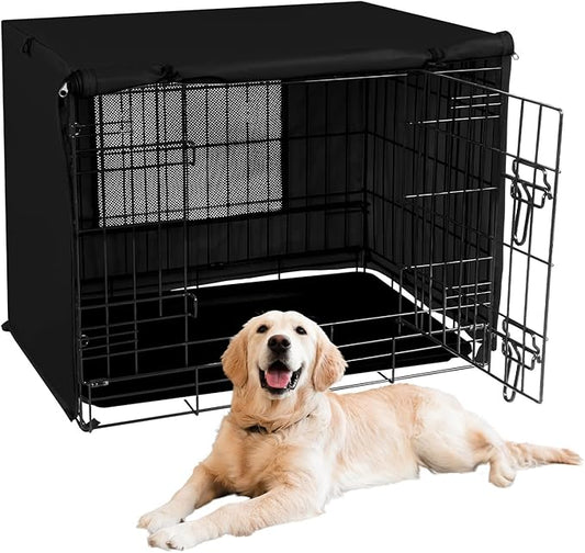 X-ZONE PET 24" Dog Crate Cover for Indoor/Outdoor - Heavy Duty Polyester Pet Kennel Cover Fits for Wire Dog Cage Black