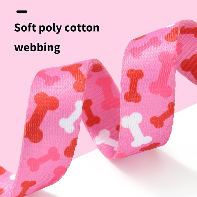 Mile High Life Dog Collar | Nylon Puppy Collars w Cute Patterns | Lightweight Girl Dog Collar | Boy Dog Collar for Small/Medium/Large Dogs (Pink Bone, Small)
