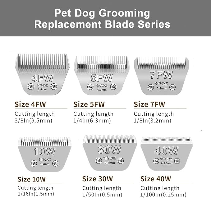Wide Blades for Dog Grooming Blades Compatible with Andis,Oster A5,Wahl km10 Dog Clippers Stainless Steel Blades Blades for Animal Dog,Cat,Horse, (#5FW(6.3mm)/2PCS)