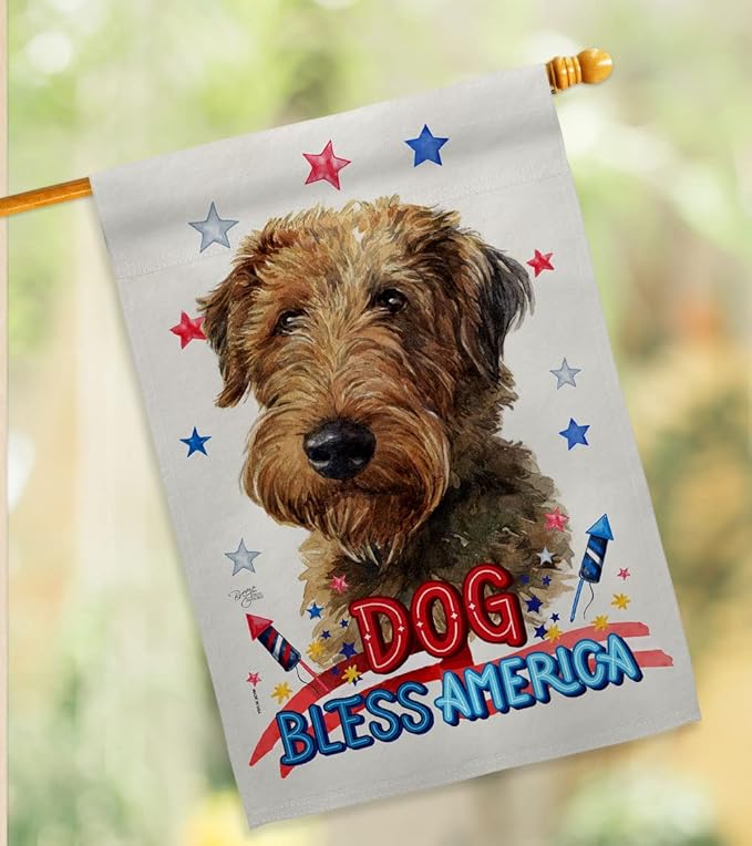 Breeze Decor Patriotic Welsh Terrier Garden House Flag-Set Dog Puppy Spoiled Paw Canine Fur Pet Nature Farm Animal Creature Decoration Banner Small Yard Gift Double-Sided, Made in USA