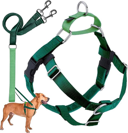 2 Hounds Design Freedom No Pull Dog Harness | Comfortable Control for Easy Walking |Adjustable Dog Harness and Leash Set | Small, Medium & Large Dogs | Made in USA | Solid Colors | 1" XXL Kelly Green