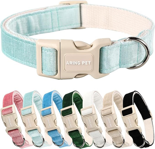 ARING PET Dog Collar-Cotton Puppy Collar for Small Dogs, Lightweight Comfortable Green Pet Collars with Quick Release Buckle for Small Medium Large Dog