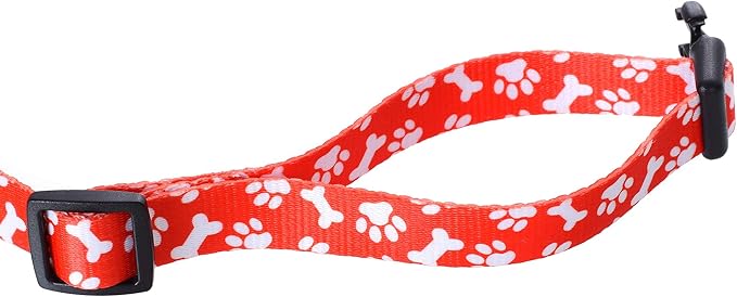 Mile High Life Dog Collar | Cute Puppy Collars | Lightweight Girl Dog Collar | Soft Boy Dog Collars | w Paws Bones Mustache Pattern (Red, Large)
