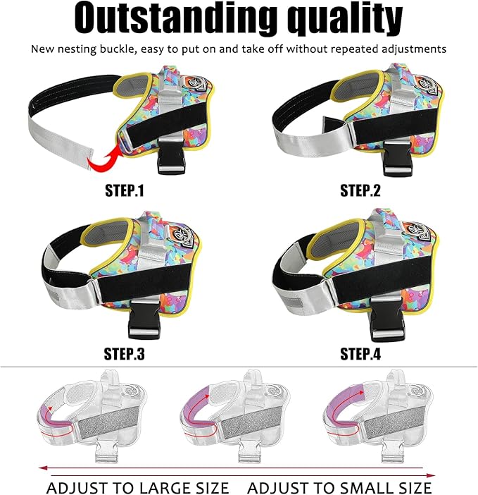 Bolux Dog Harness, No-Pull Reflective Dog Vest, Breathable Adjustable Pet Harness with Handle for Outdoor Walking - No More Pulling, Tugging or Choking (X-Large (Pack of 1), Watercolour)