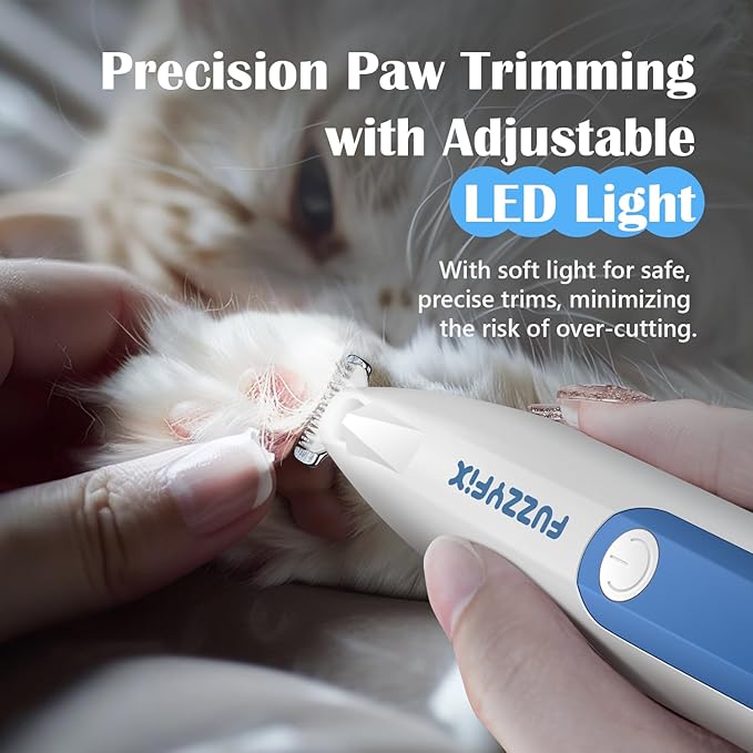 Dog Paw Trimmer with LED Light, Low Noise Paw Trimmer for Dogs, Type-C Rechargeable Pet Grooming Kit Dog Grooming Clippers for Paws, Eyes, Ears, Face, Rump, 18 mm Widen Blade