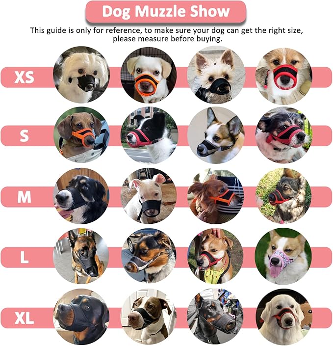LUCKYPAW Dog Muzzle, Soft Dog Muzzles for Small Medium Large Dogs, Breathable Muzzles to Stop Biting and Chewing with Pattern, Allows Panting and Drinking (S-(Snout 4¾"-6"), Pink Unicone)