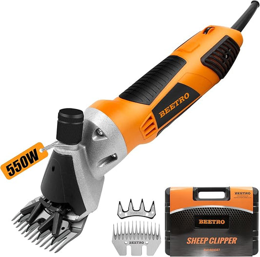 BEETRO 550W Electric Professional Sheep Shears, Animal Grooming Clippers for Sheep Alpacas Goats and More, 6 Speeds Heavy Duty Farm Livestock Haircut, with an Extra Set of Shearing Blades