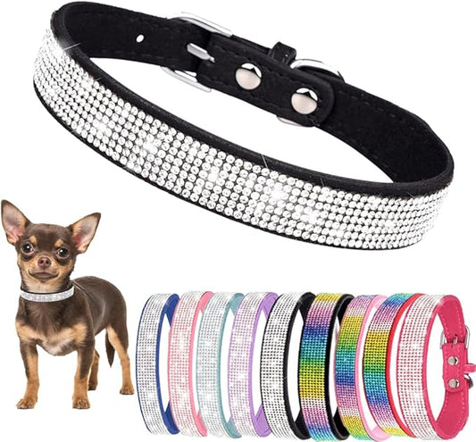 Rhinestone Dog Collars for Large Dogs, Bling Dog Collar with Diamond Crystal Glitter Sparkling Female Dog Collars for Medium Large Dogs Black, XXL