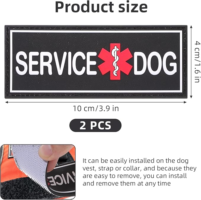 2Pcs Service Dog Patches for Harness, Removable Emotional Support Dog Vest Patches, Black in Training Dog Patch, Working Dog Applique Tactical Dog Equipment for Collar Leash (4×2'')