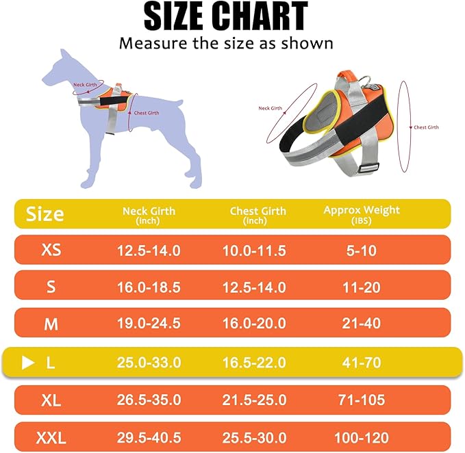 Bolux Dog Harness, No-Pull Reflective Dog Vest, Breathable Adjustable Pet Harness with Handle for Outdoor Walking - No More Pulling, Tugging or Choking (X-Small (Pack of 1), Orange Yellow)