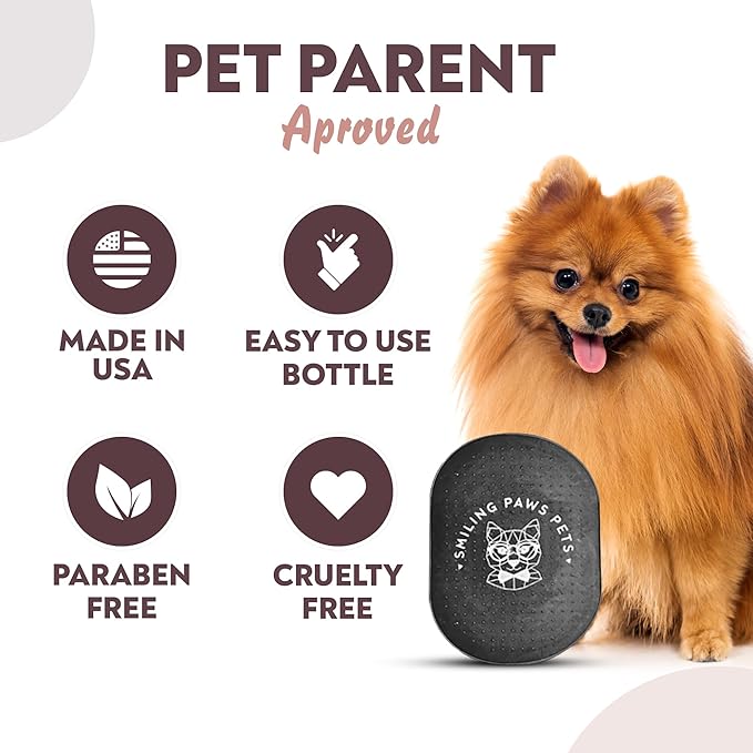 Smiling Paws Pets Oatmeal & Aloe Pet Shampoo with Pet Brush, 16oz, Fresh & Clean Scent