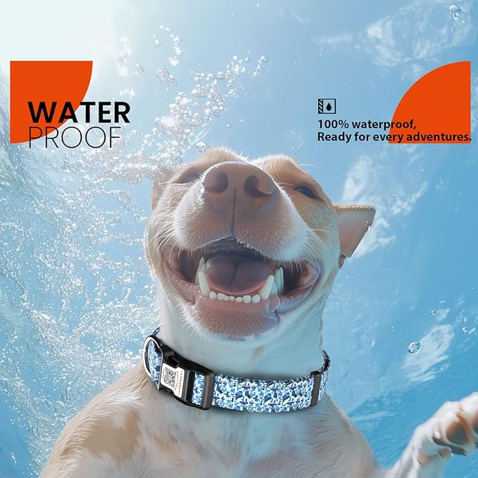 Reflective Dog Collars for Medium Dogs Soft Nylon Camo Blue Sized M