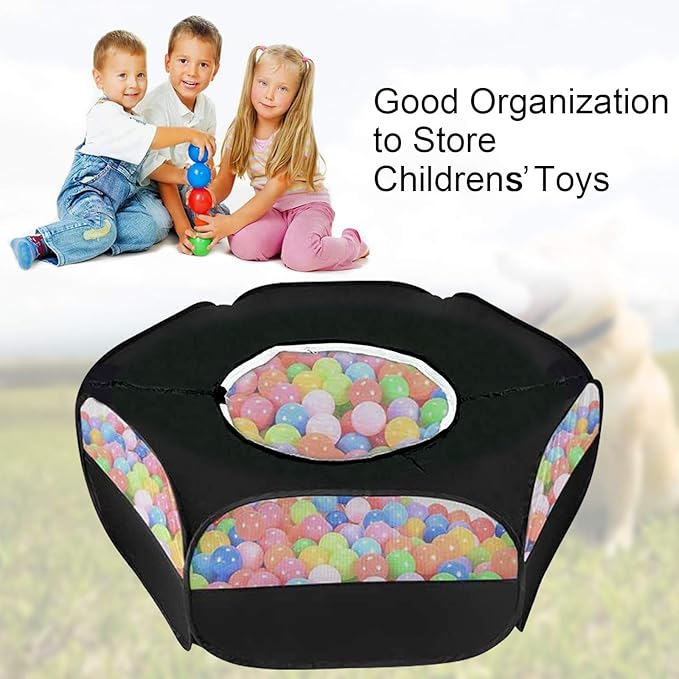 Small Animals Playpen, Breathable & Waterproof Pet Playpen Cage Tent with Zippered Cover Outdoor/Indoor Portable Fence Tent for Puppy/Kitten/Rabbits/Hamster/Chinchillas/Guinea Pig (Black)