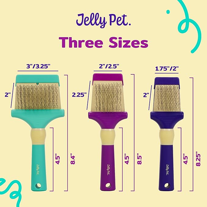 Jelly Pet Double Sided Dog Slicker Brush, Longer Pins, Flexible Head, Fine/Coarse Sides, Removes Unwanted Tangles, Small, Purple